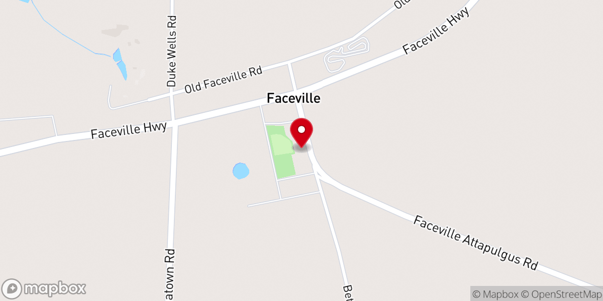 Map showing location of Faceville Methodist Church