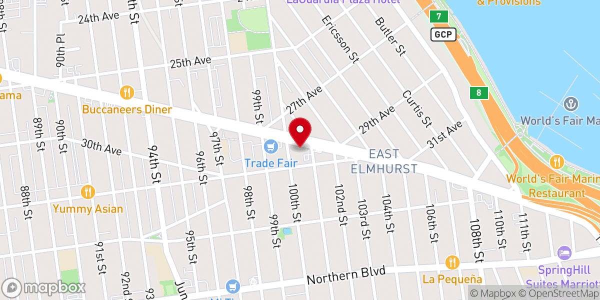 Map showing location of First Baptist Church East Elmhurst