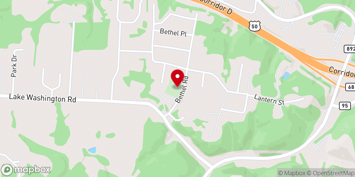 Map showing location of Bethel Baptist Church