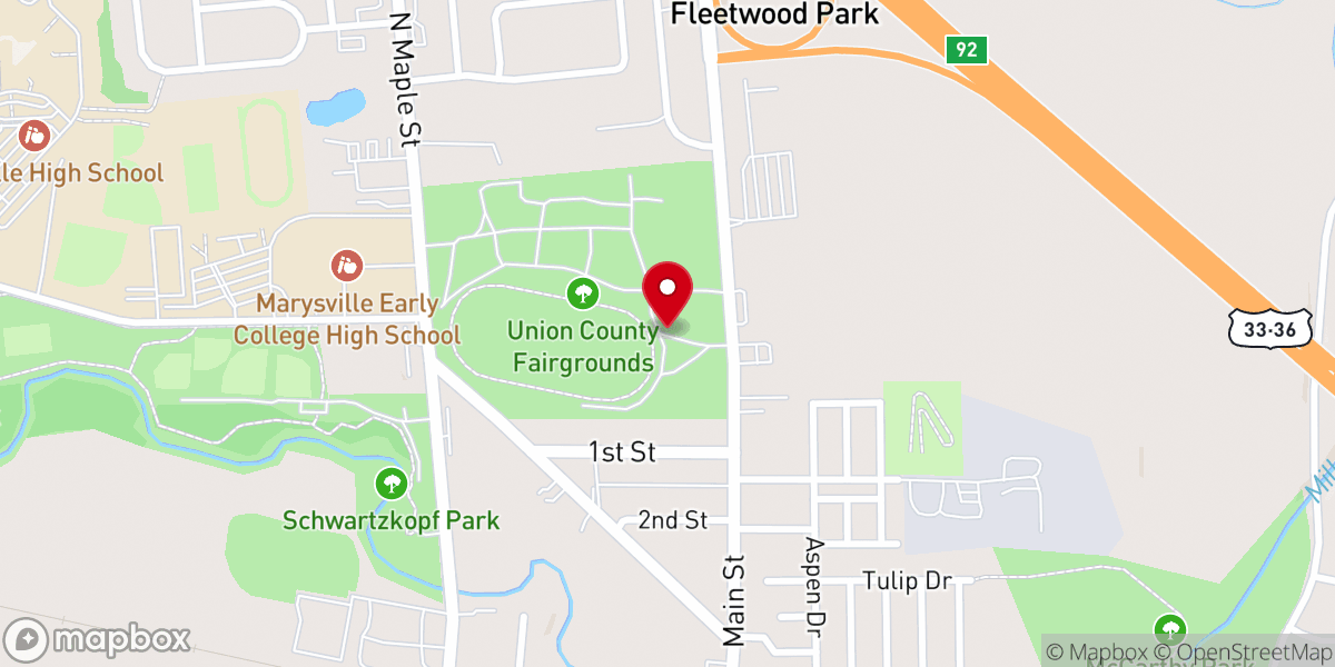 Map showing location of Union County Fairgrounds