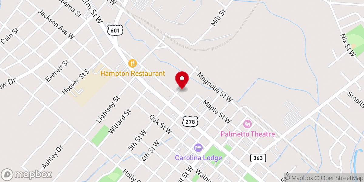 Map showing location of Hampton Presbyterian Church