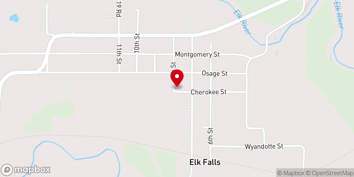Map showing location of Elk Falls United Methodist Church