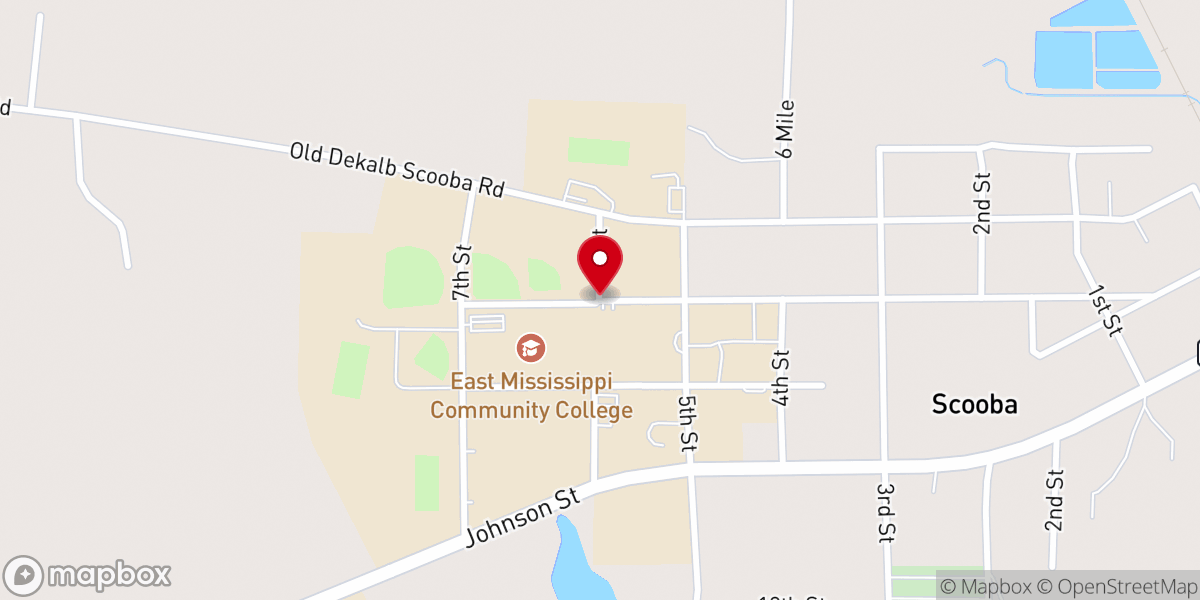 Map showing location of East Mississippi Community College