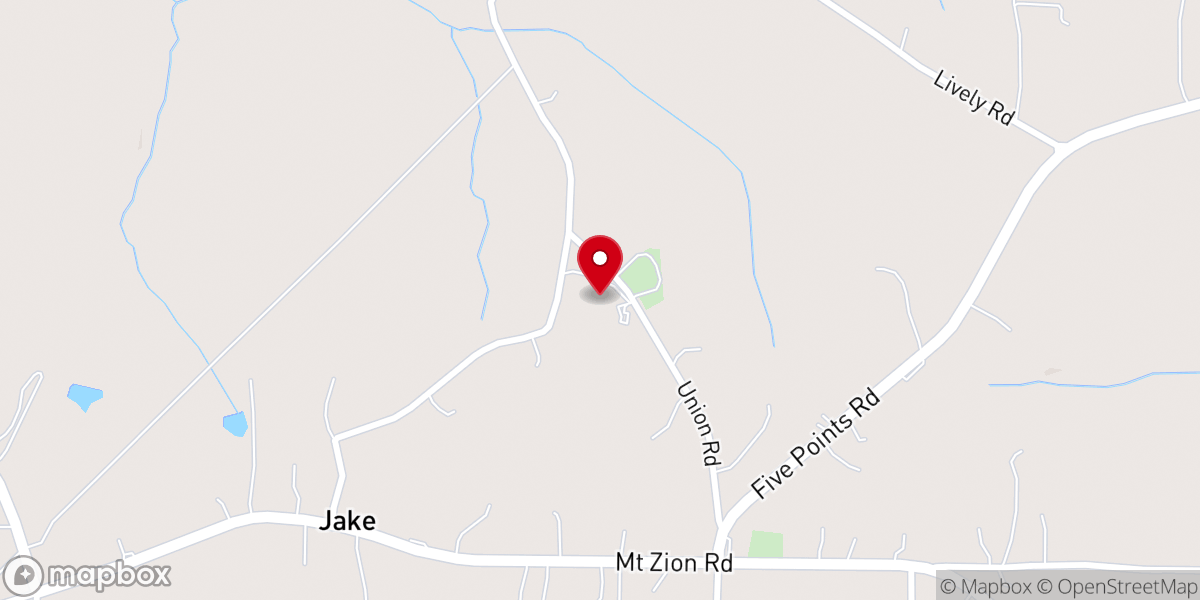 Map showing location of Union Campgound Methodist Church