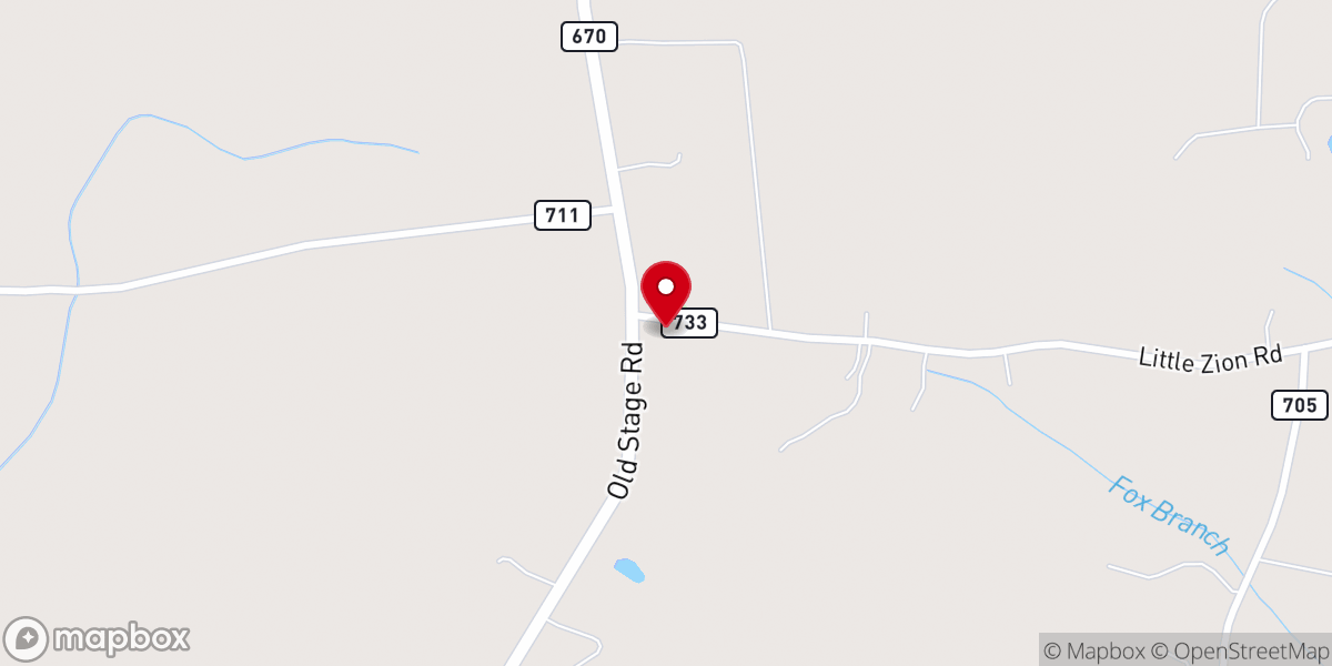 Map showing location of Little Zion Baptist Church