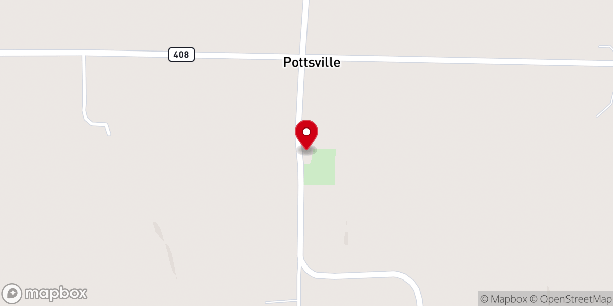 Map showing location of Pottsville Church of Christ