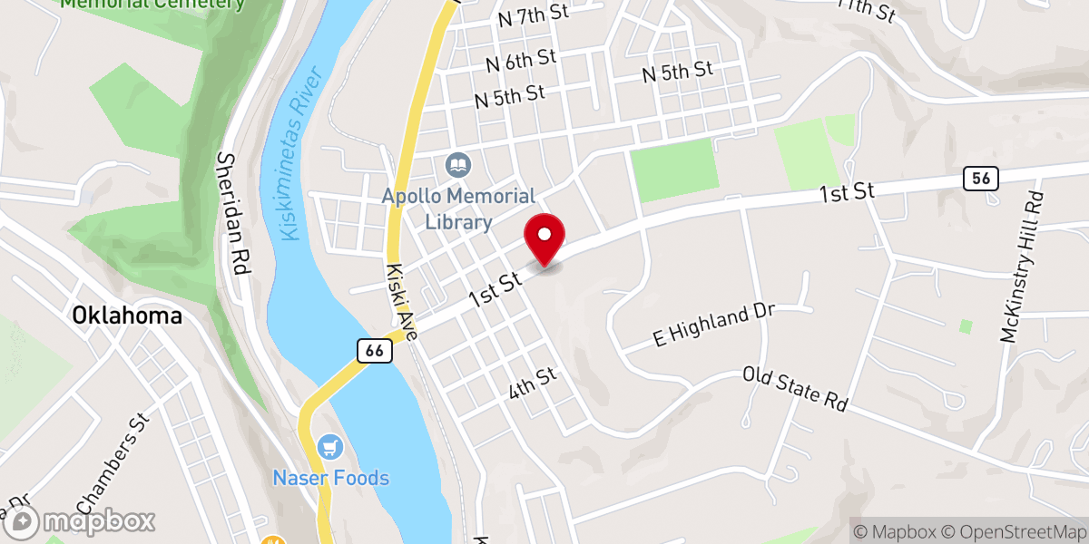 Map showing location of Apollo United Presbyterian Church