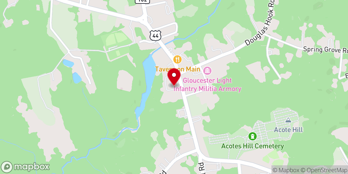 Map showing location of Chepachet Union Church