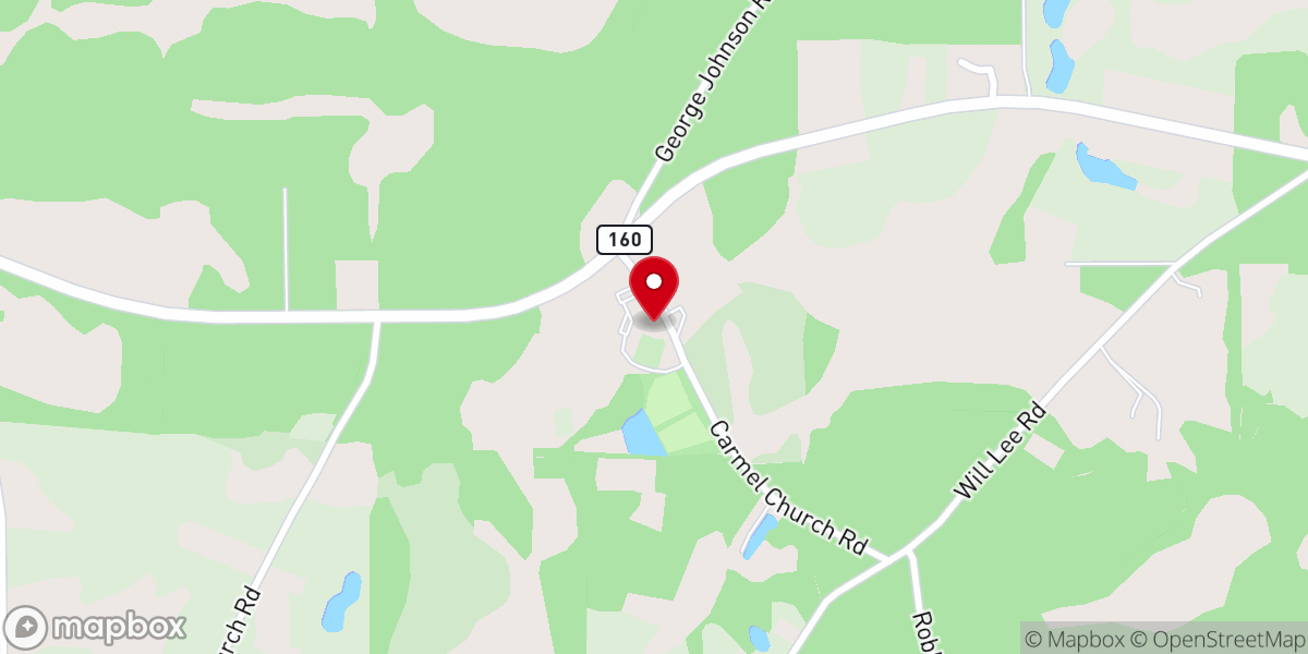 Map showing location of Carmel Assembly of God