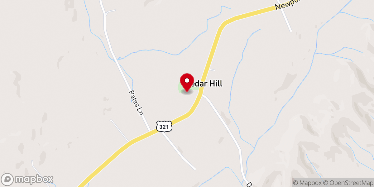 Map showing location of Cedar Hill Cumberland Presbyterian Church