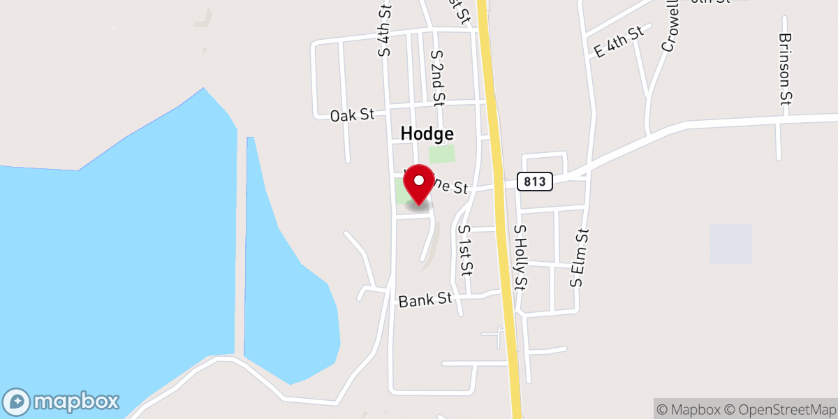 Map showing location of Hodge Methodist Church