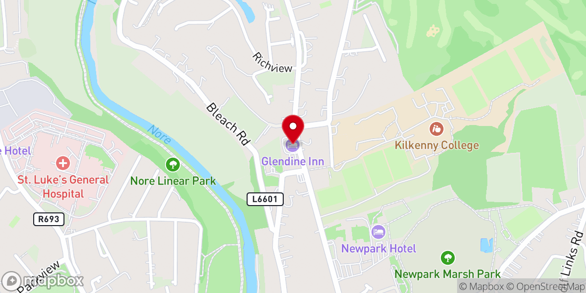 Map showing location of Glendine Inn