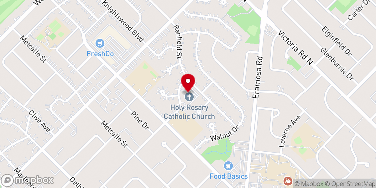 Map showing location of Holy Rosary Church