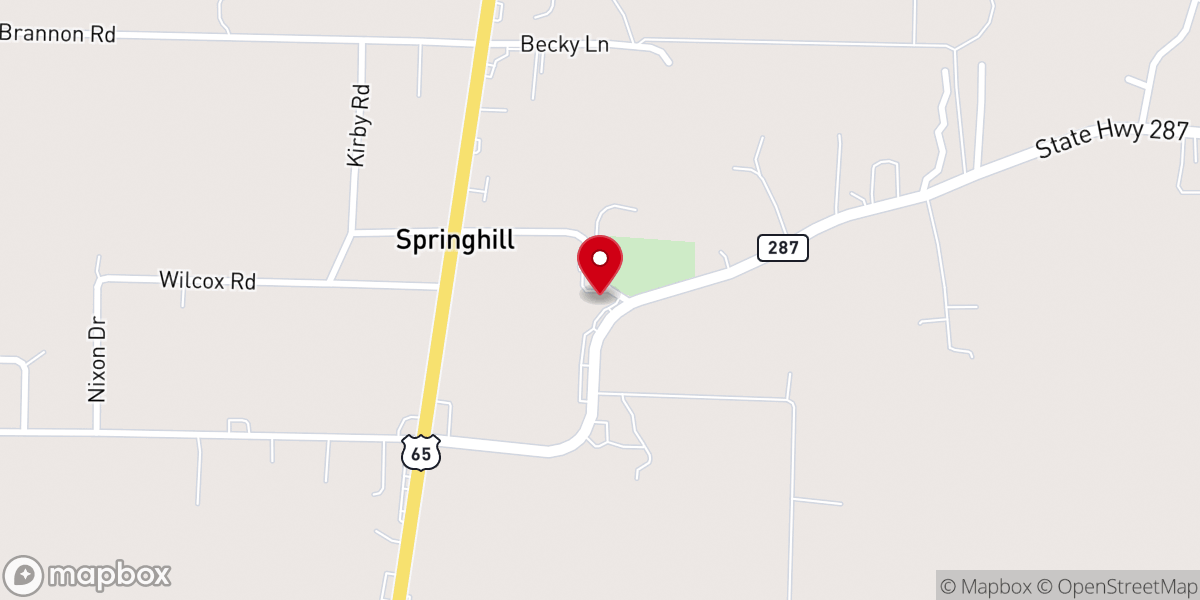 Map showing location of Springhill Baptist Church