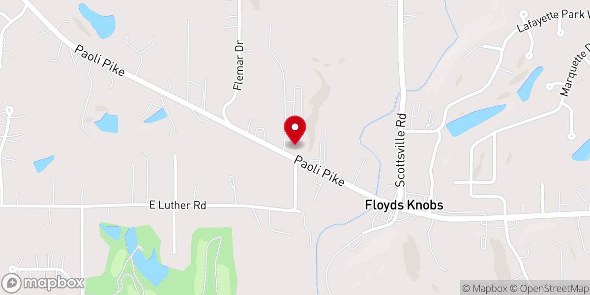 Map showing location of Floyd Knobs Christian Church