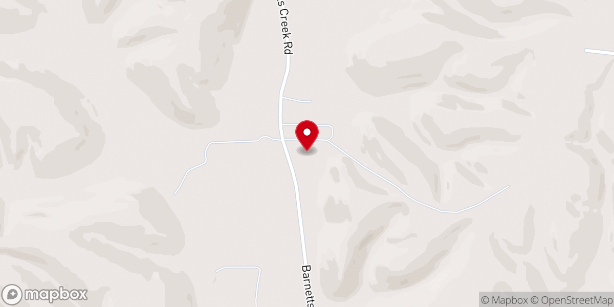 Map showing location of Barnett's Creek Community Church