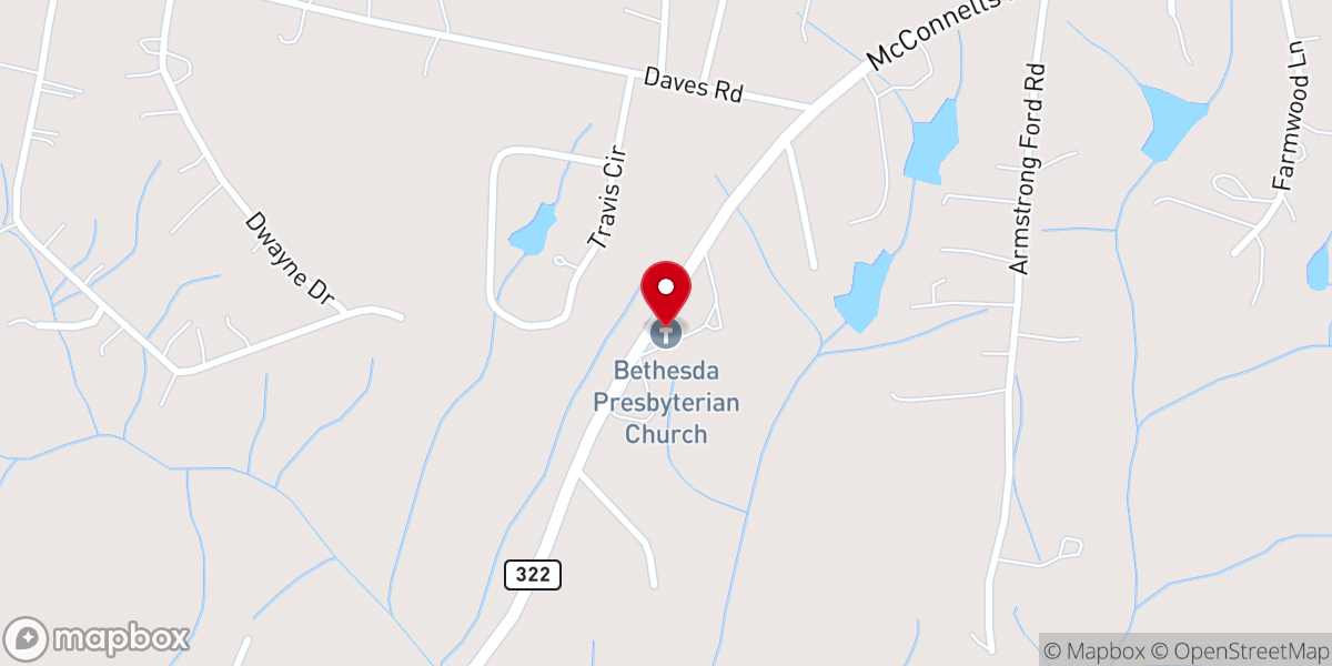 Map showing location of Bethesda Presbyterian Church