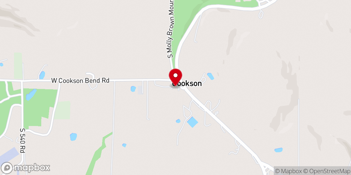 Map showing location of Cookson United Methodist Church