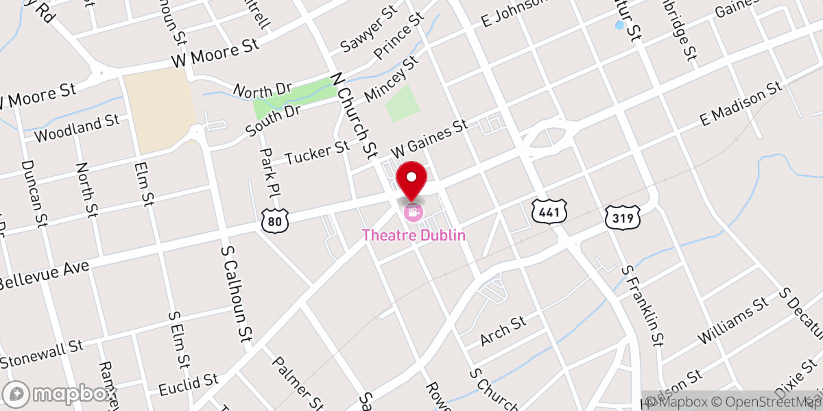 Map showing location of Theatre Dublin, Dublin, GA
