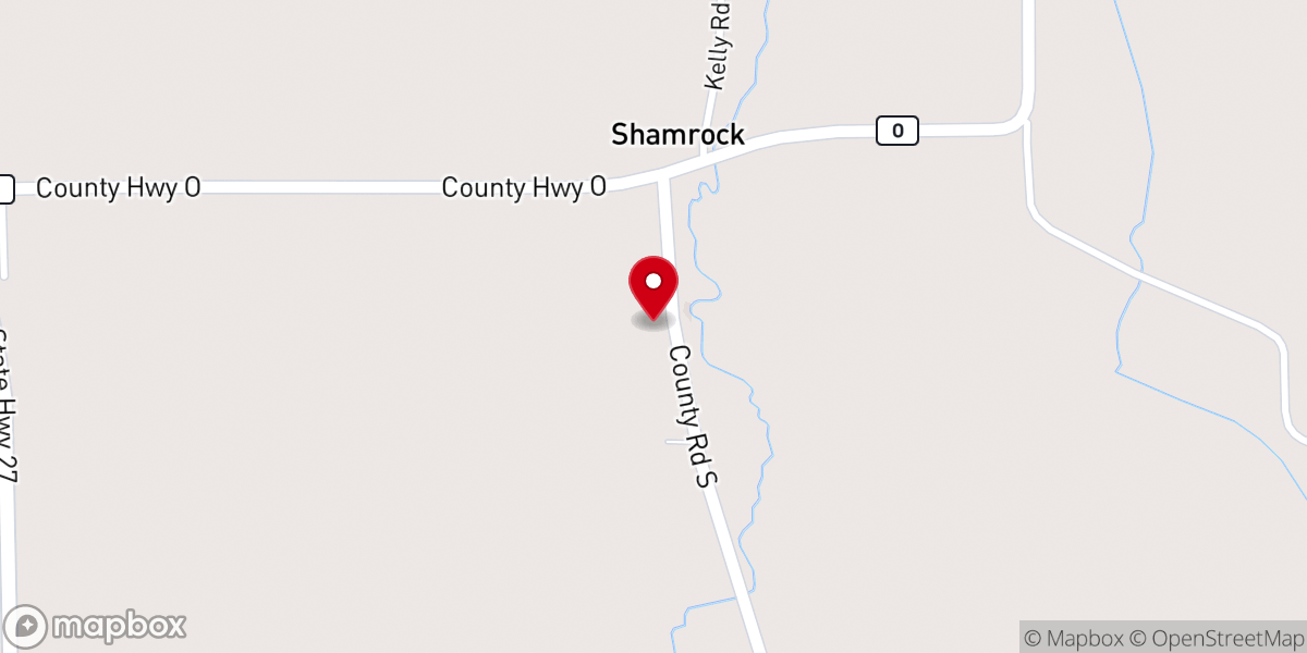 Map showing location of Shamrock Union Church