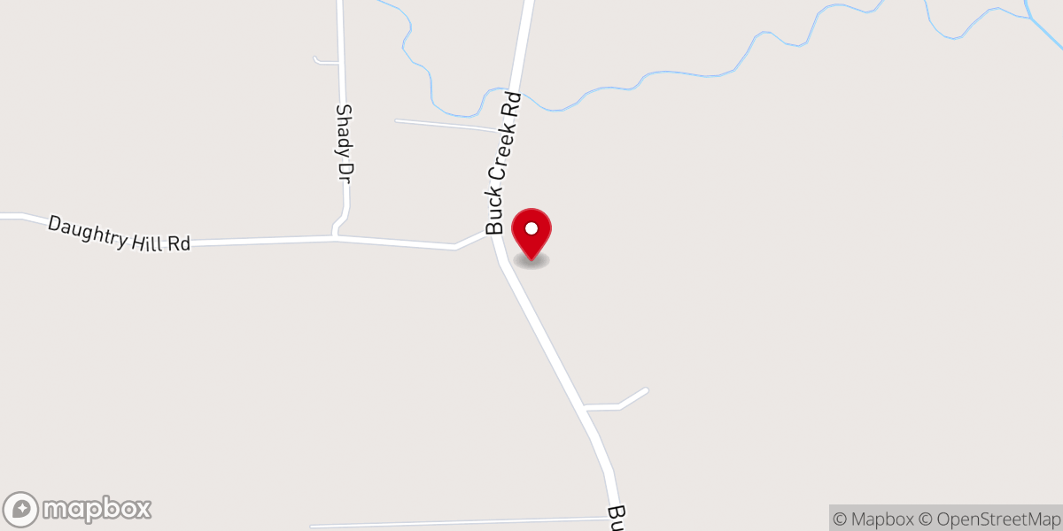 Map showing location of Buck Creek Church