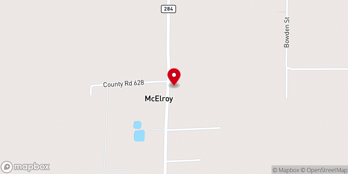 Map showing location of McElroy United Methodist Church