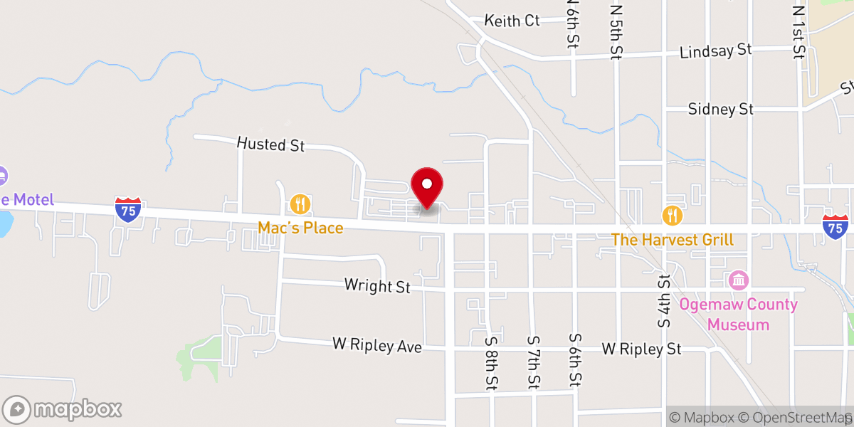 Map showing location of St Joseph Catholic Church, West Branch