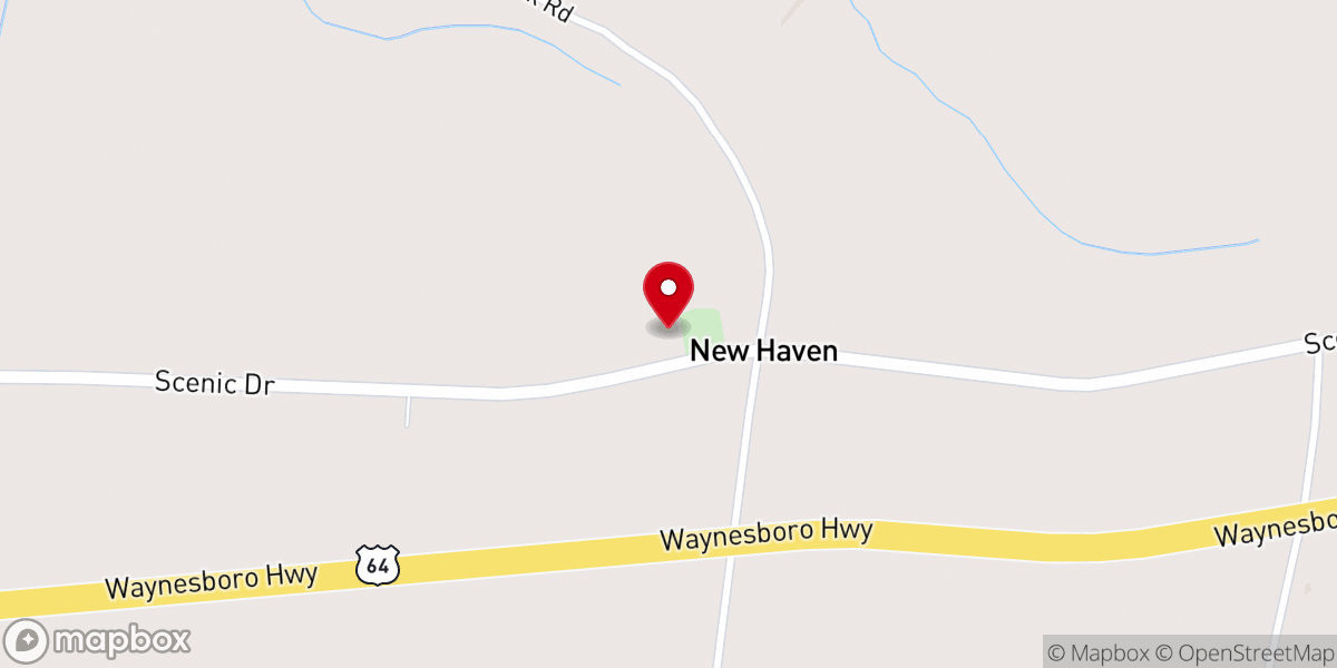 Map showing location of New Haven Church