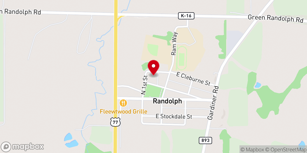 Map showing location of Randolph United Methodist Church