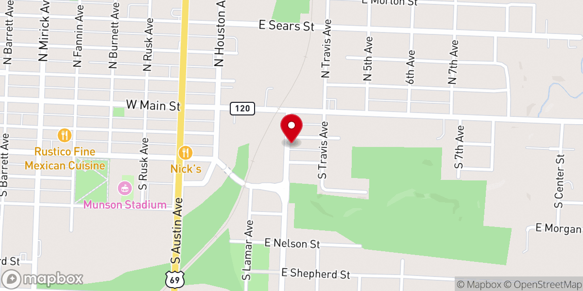 Map showing location of Denison Church of Christ