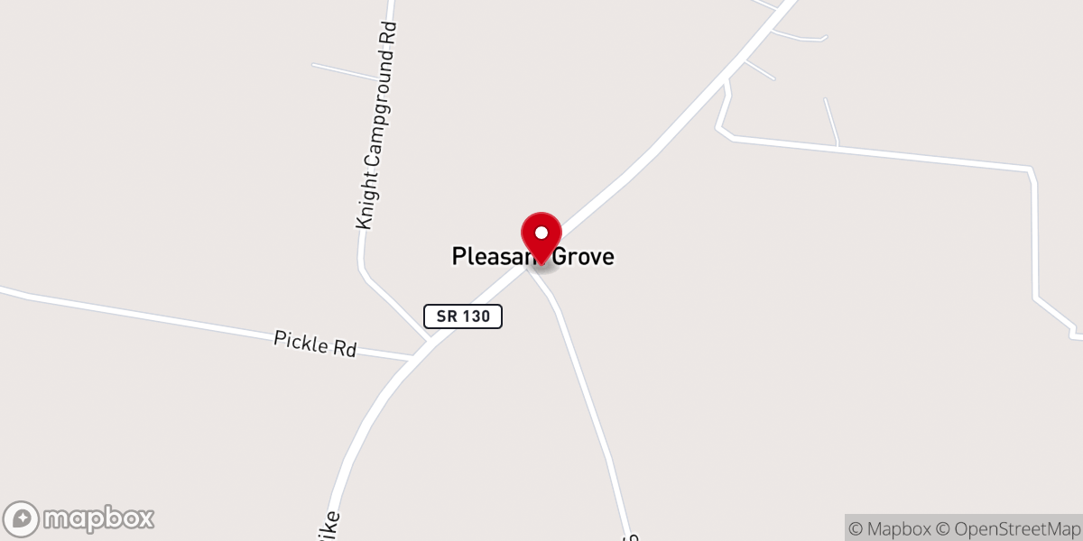 Map showing location of Pleasant Grove United Methodist Church