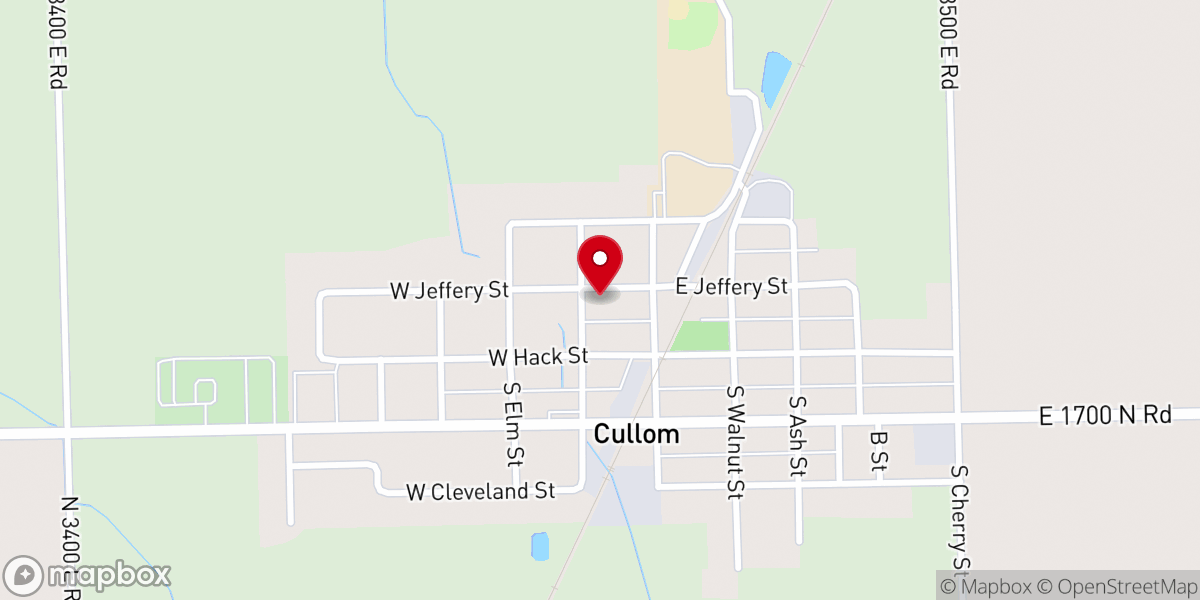 Map showing location of Cullom Village Hall
