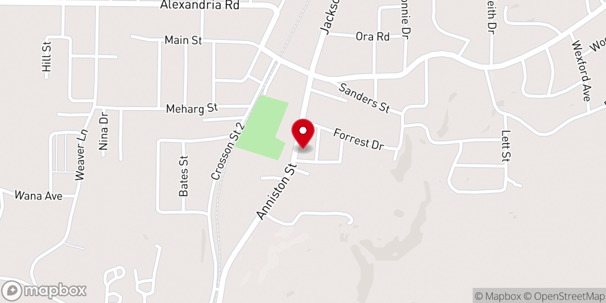 Map showing location of First Baptist Church of Weaver