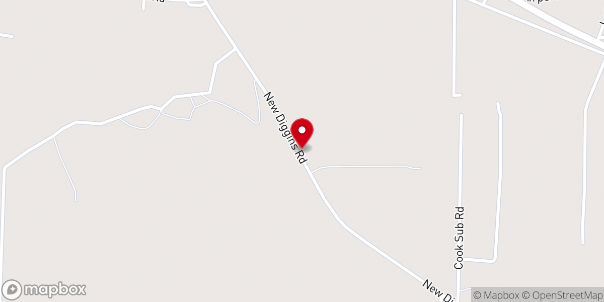 Map showing location of New Diggens Tabernacle