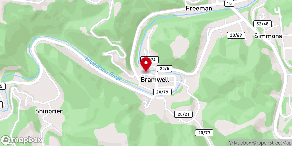 Map showing location of Bramwell Wesleyan