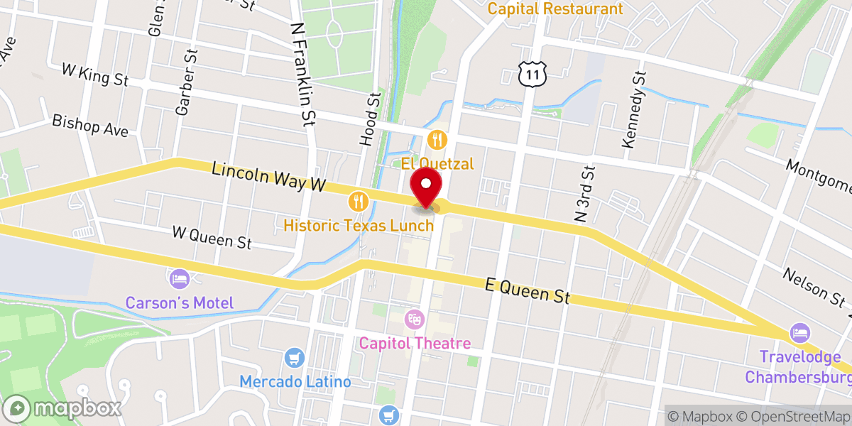 Map showing location of Central Presbyterian Church