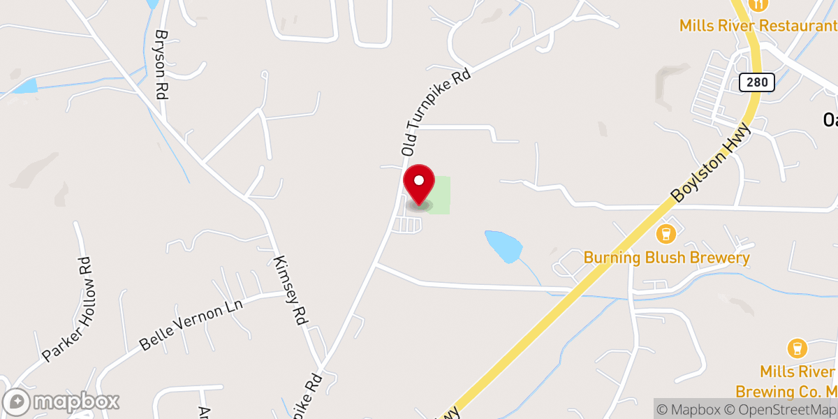 Map showing location of Mills River United Methodist Church