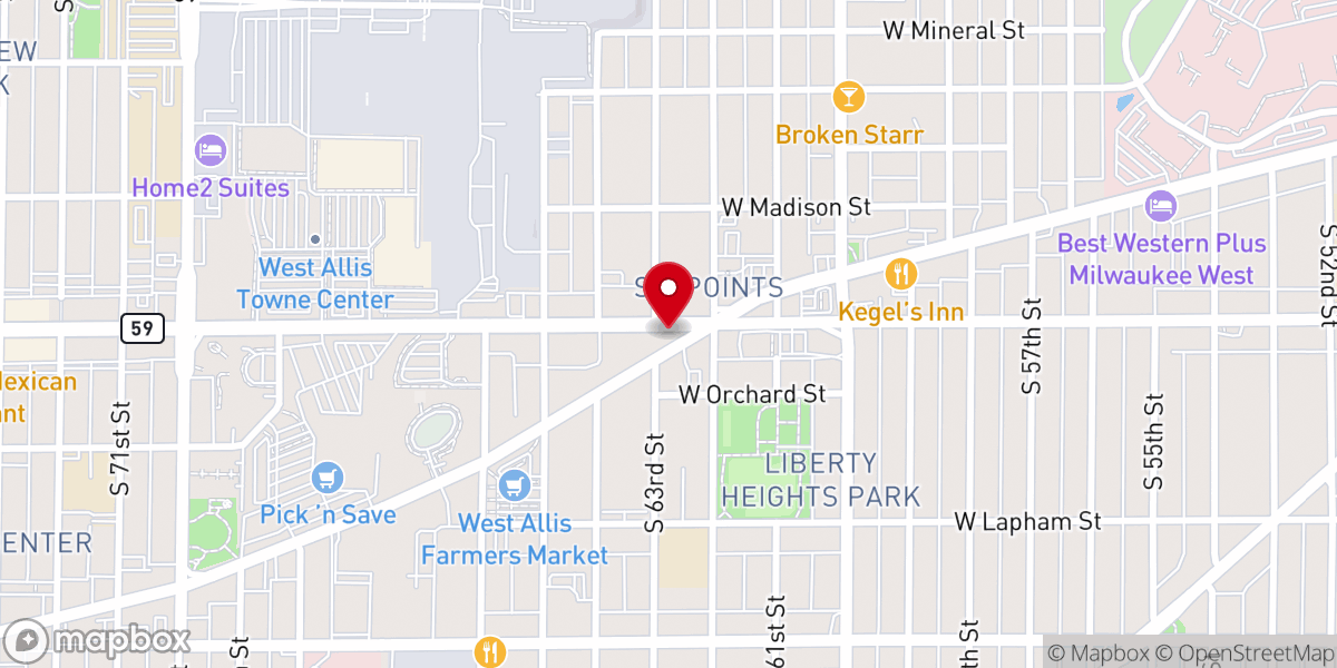 Map showing location of Epikos Church - West Allis