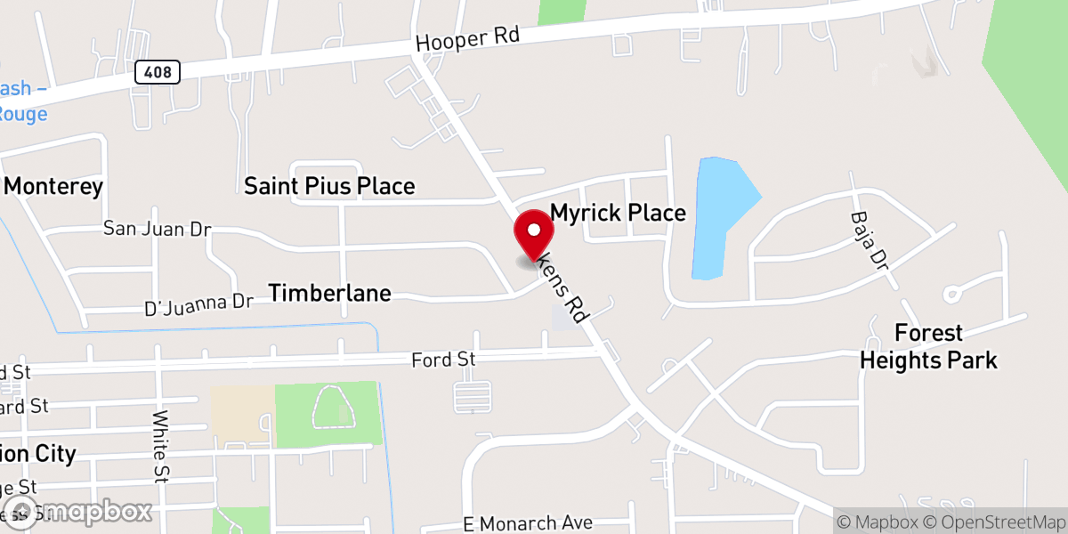 Map showing location of Antioch Baptist Church