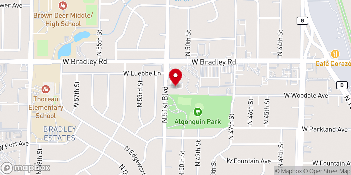 Map showing location of Brown Deer Baptist Church