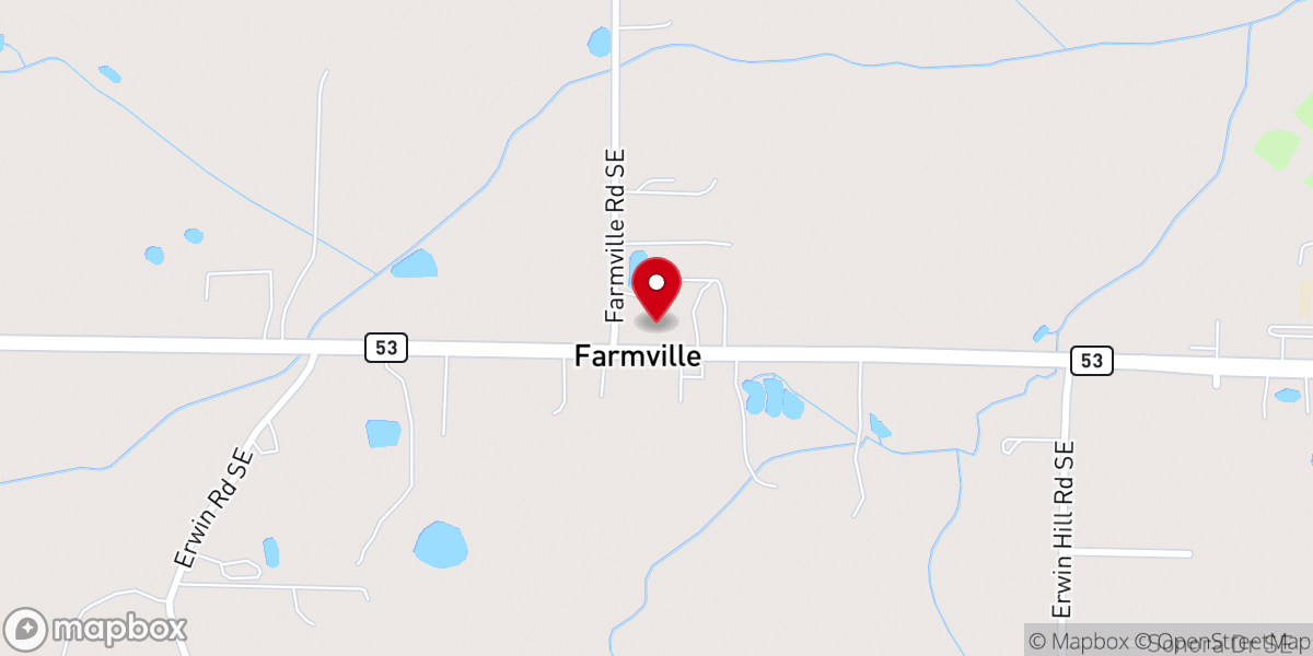 Map showing location of The Farmville Church