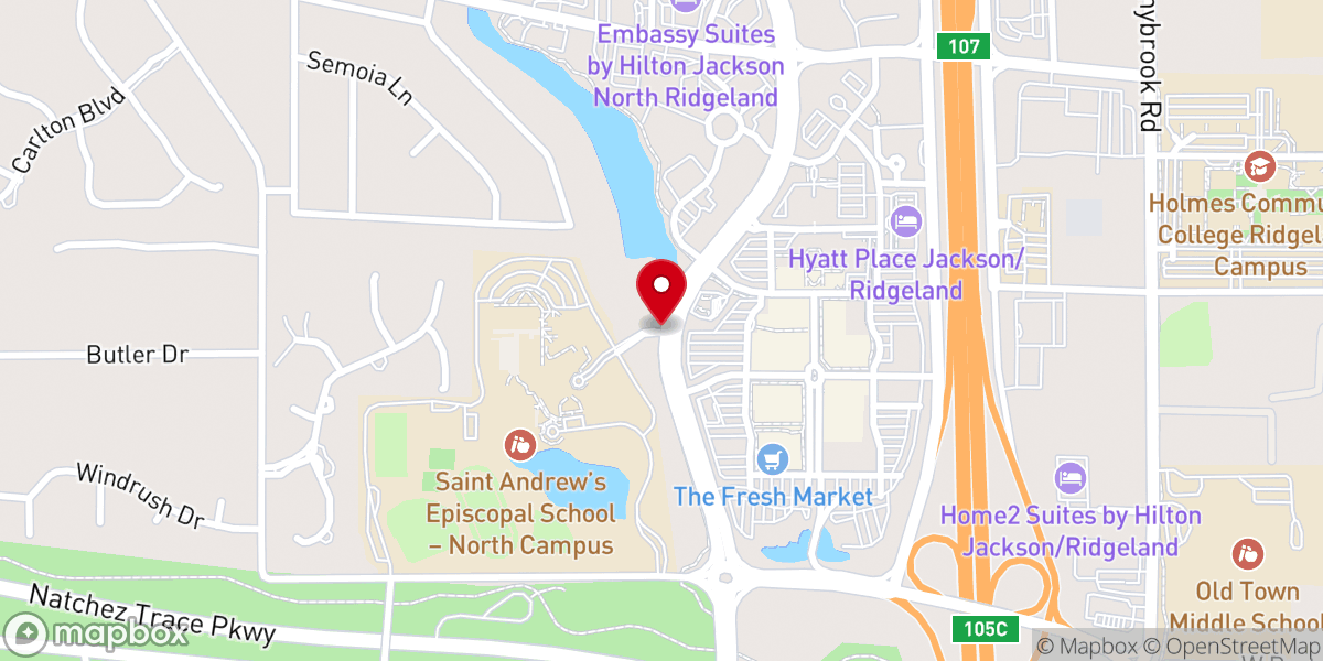 Map showing location of St Andrew's Episcopal School- North Campus