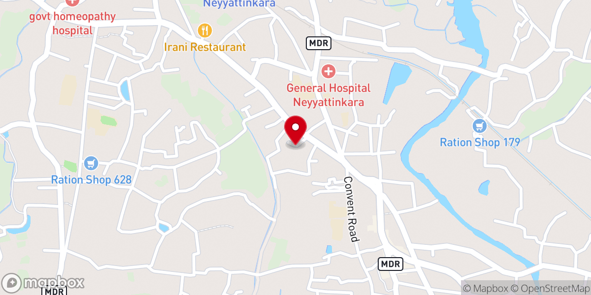 Map showing location of C.S.I Central Church Neyyattinkara