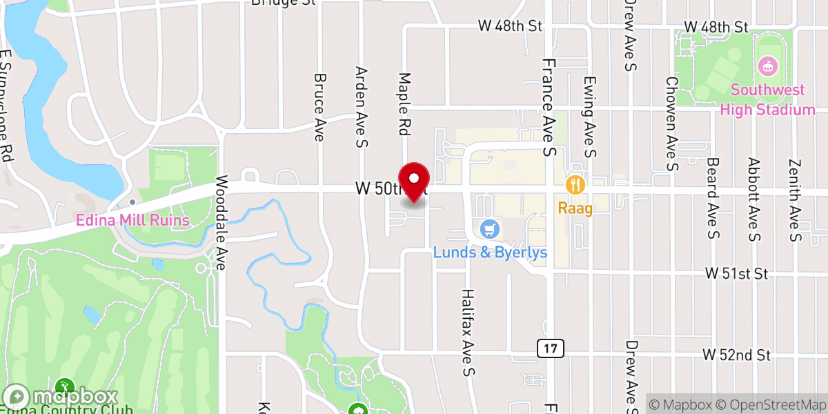 Map showing location of Edina Covenant Church