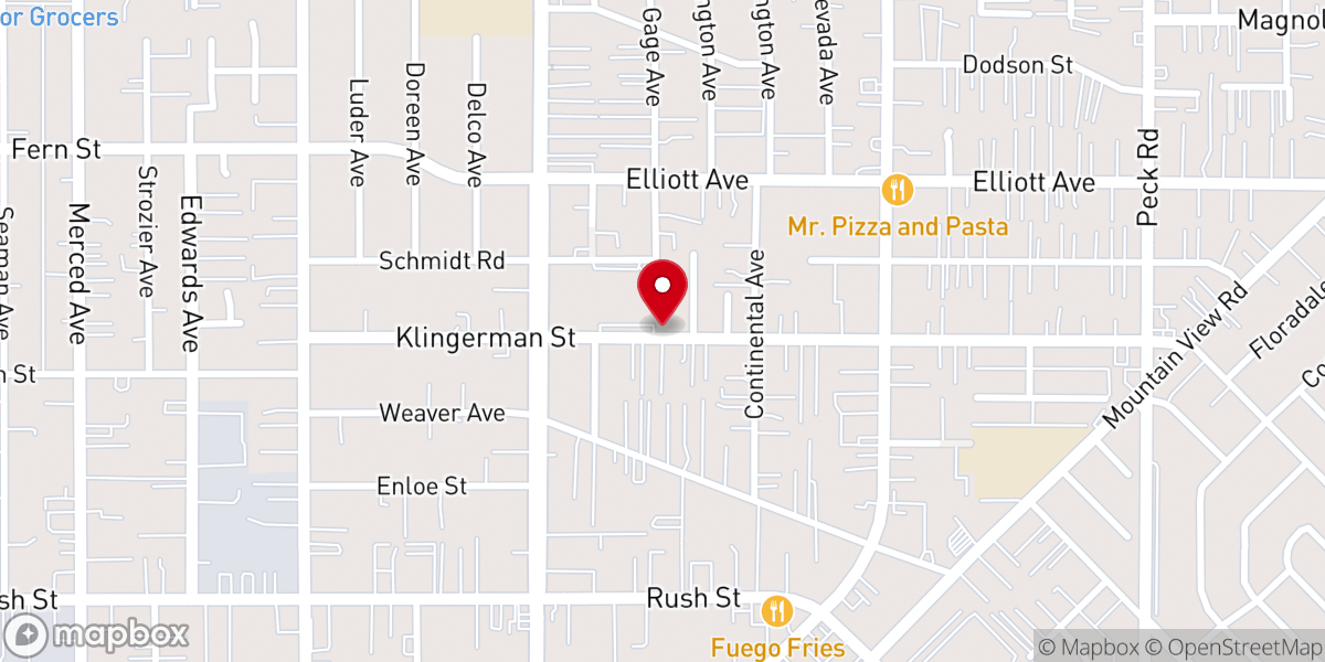 Map showing location of Iglesia Pentecostal de El Monte