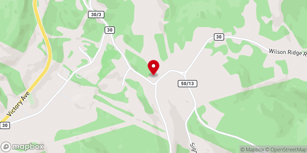 Map showing location of Wilson Ridge Church of Christ