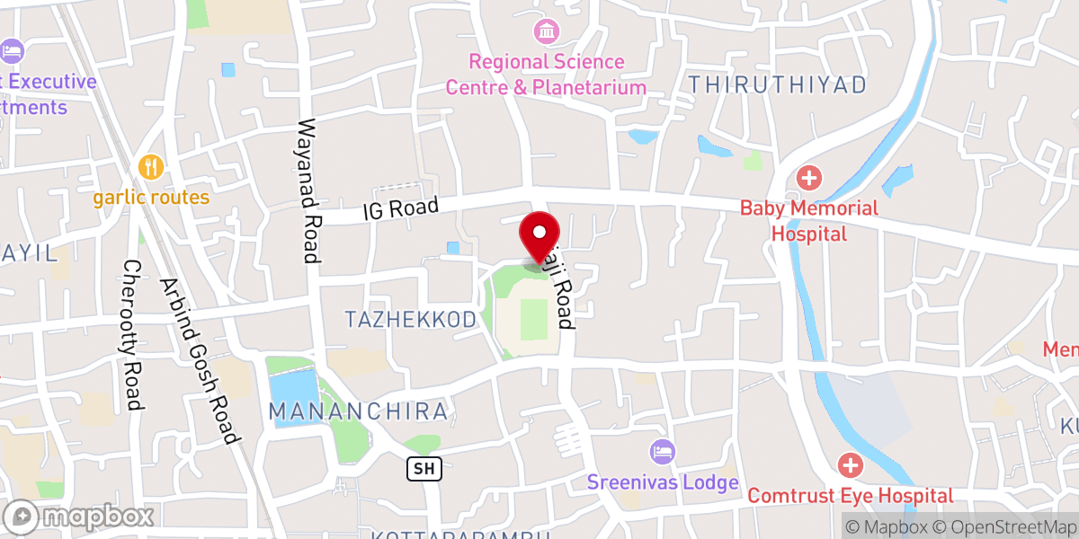Map showing location of Kings Revival church calicut