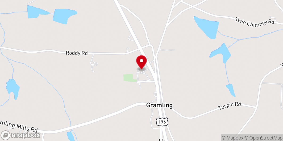 Map showing location of Gramling Methodist Church