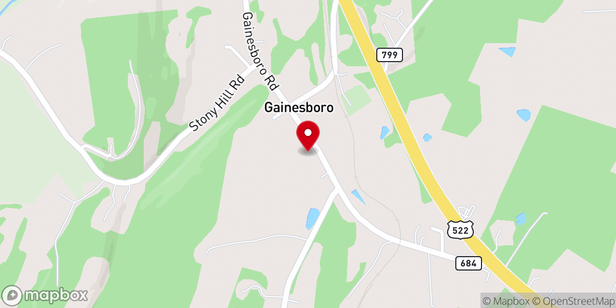 Map showing location of Gainesboro United Methodist Church