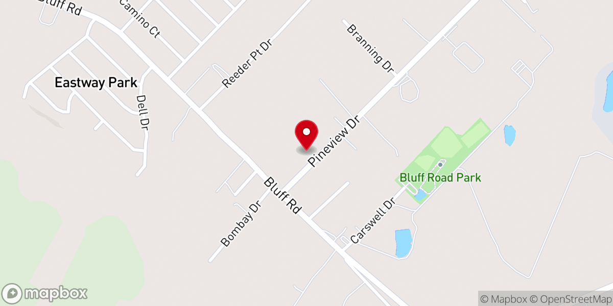 Map showing location of Pine Bluff Baptist Church